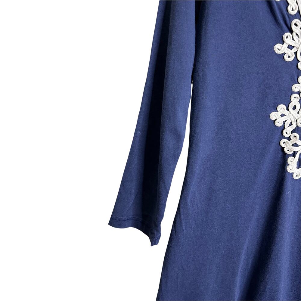 Lilly Pulitzer Marina‎ Shirt Dress Womens XS Navy Cotton White Rope Detail VNeck - Picture 5 of 7